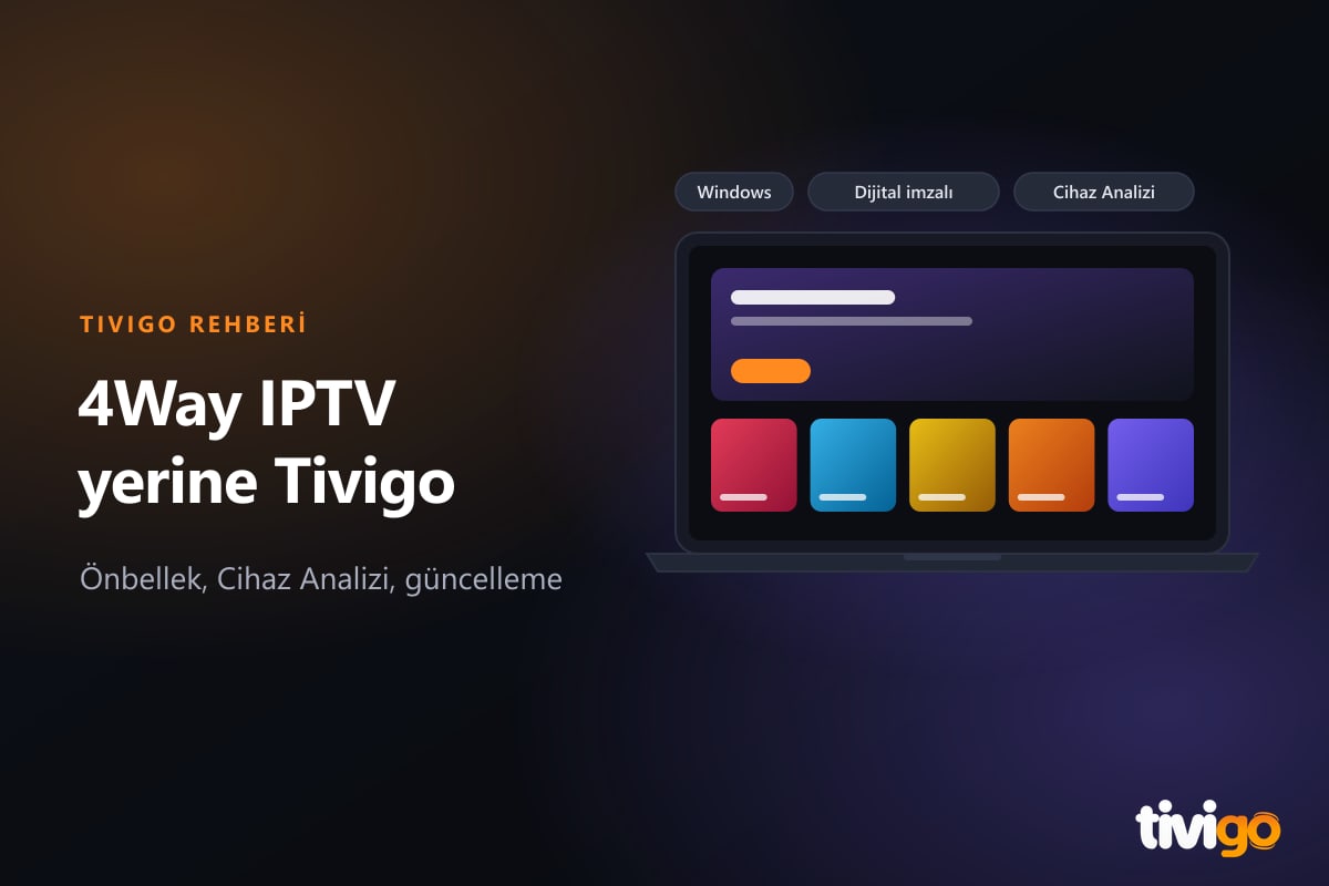 Dizüstü bilgisayarda açık Tivigo Windows uygulaması ve ayarlar paneli