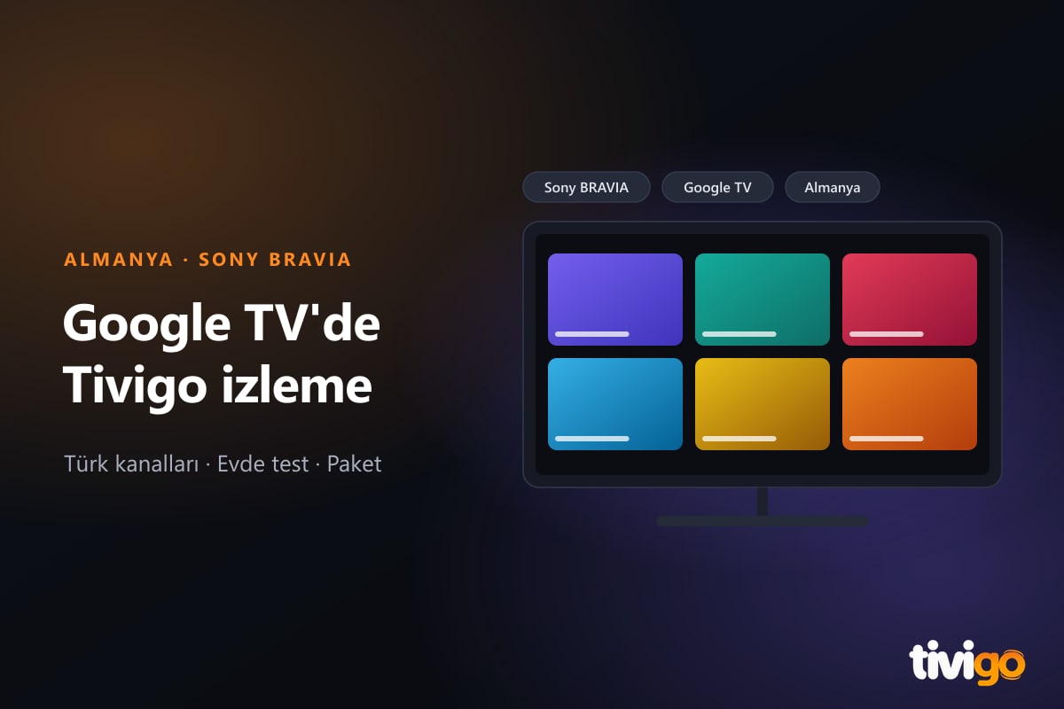 Sony Google TV ile Almanya'da kullanımı temsil eden şematik televizyon ve etiketler