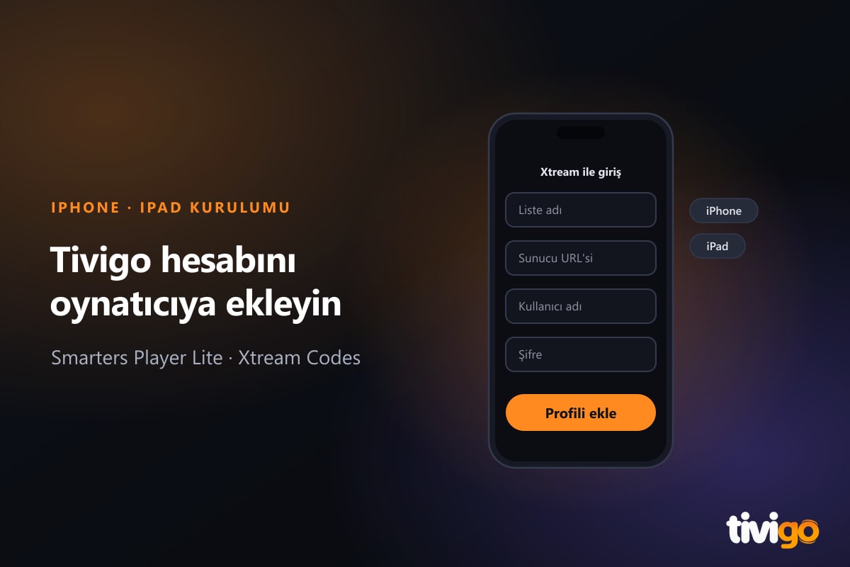 iPhone ekranında Xtream girişini temsil eden şematik hesap formu