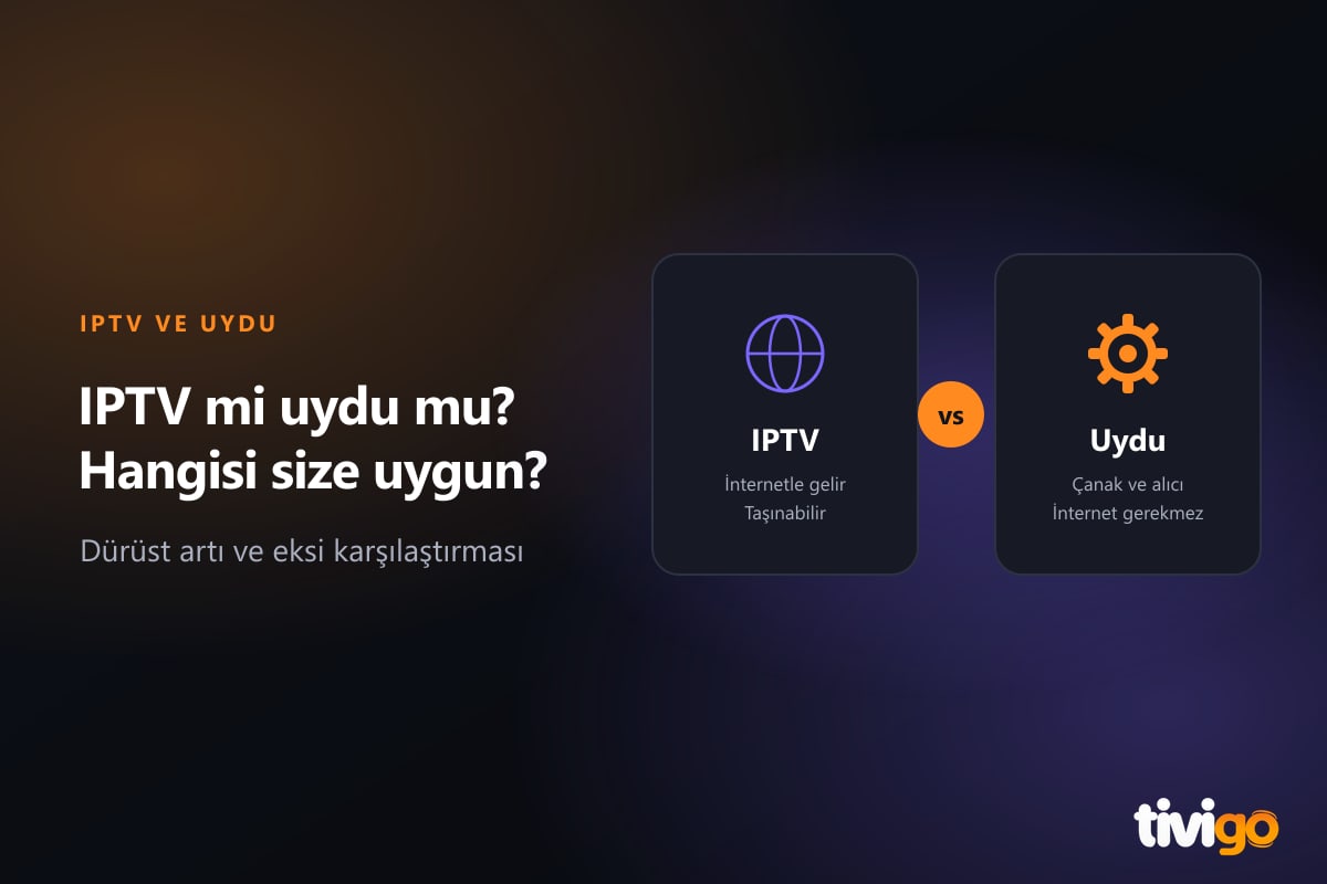 IPTV ve uydu yayınını yan yana karşılaştıran iki kart