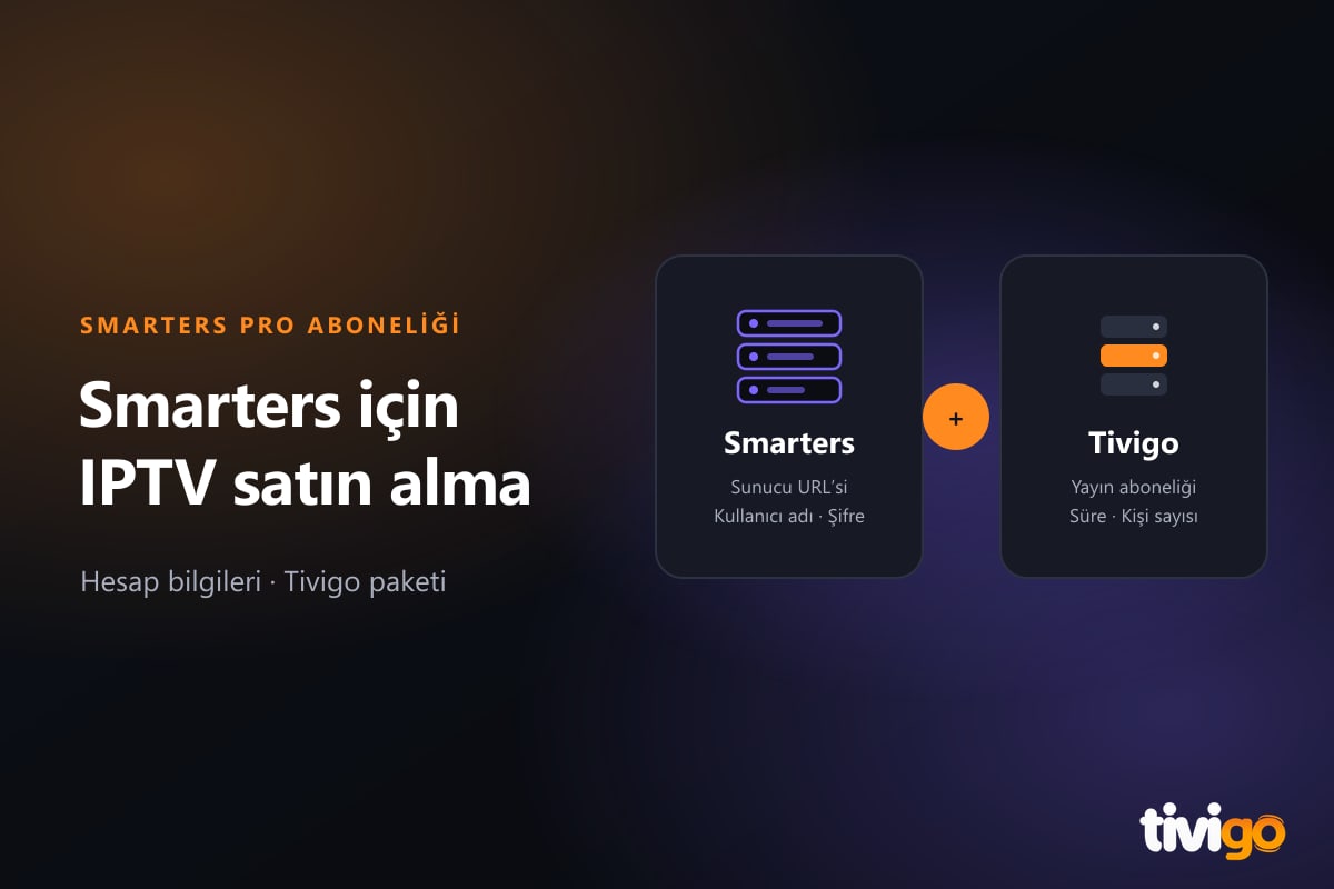 Smarters oynatıcısına eklenecek Tivigo hesabını temsil eden giriş ve paket kartları