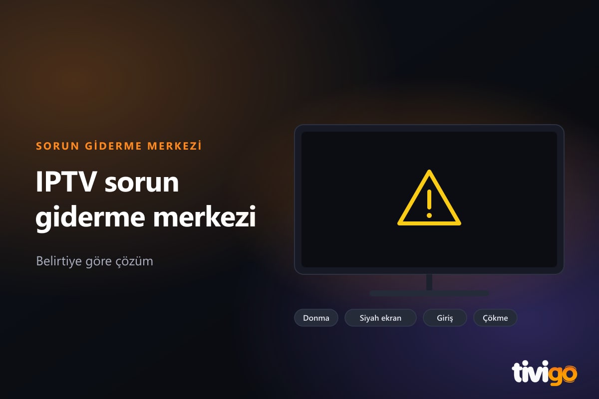 Televizyon ekranında uyarı simgesi ve sorun giderme etiketleri