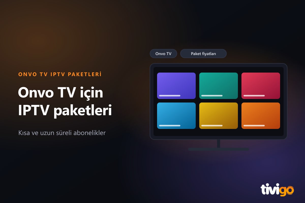Onvo TV için kısa ve uzun süreli IPTV paketlerini temsil eden televizyon