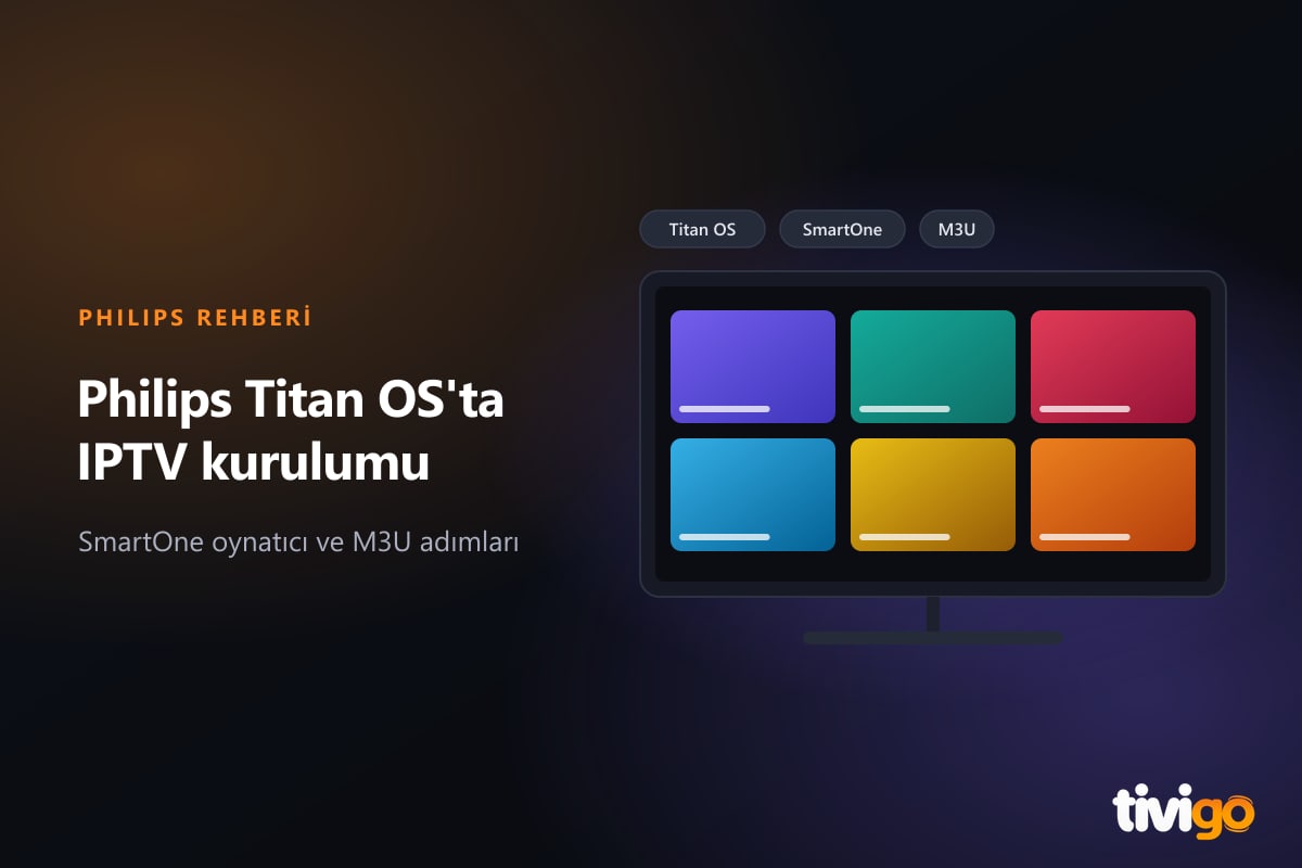 Philips Titan OS televizyon ekranında SmartOne MAC adresi ve M3U etiketleri