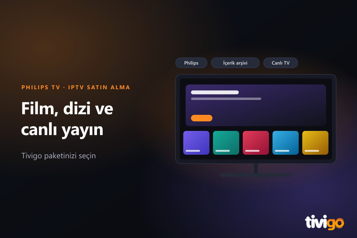 Philips TV için film, dizi ve canlı yayın kullanımını temsil eden içerik kartları