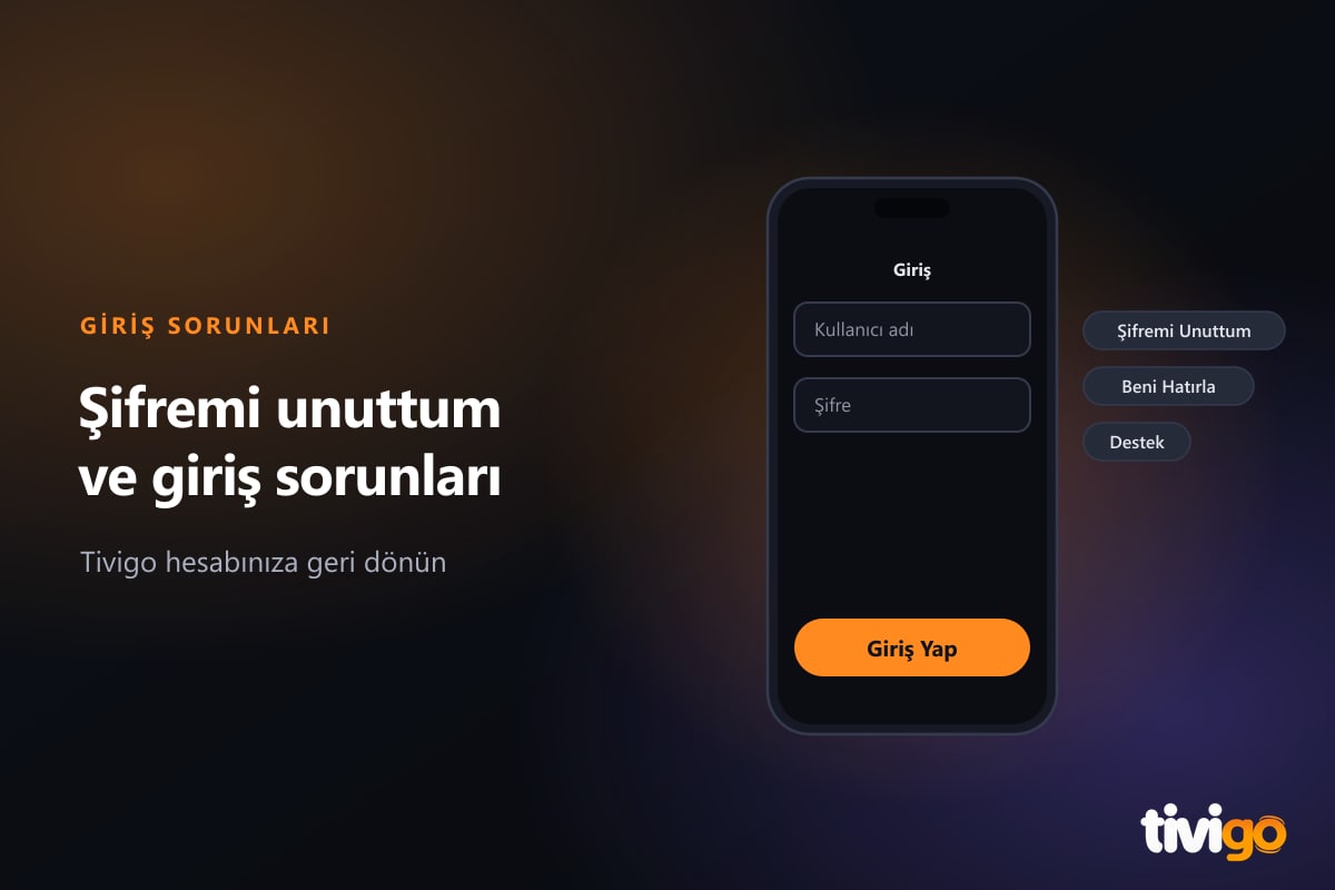 Tivigo giriş ekranında kullanıcı adı ve şifre alanları