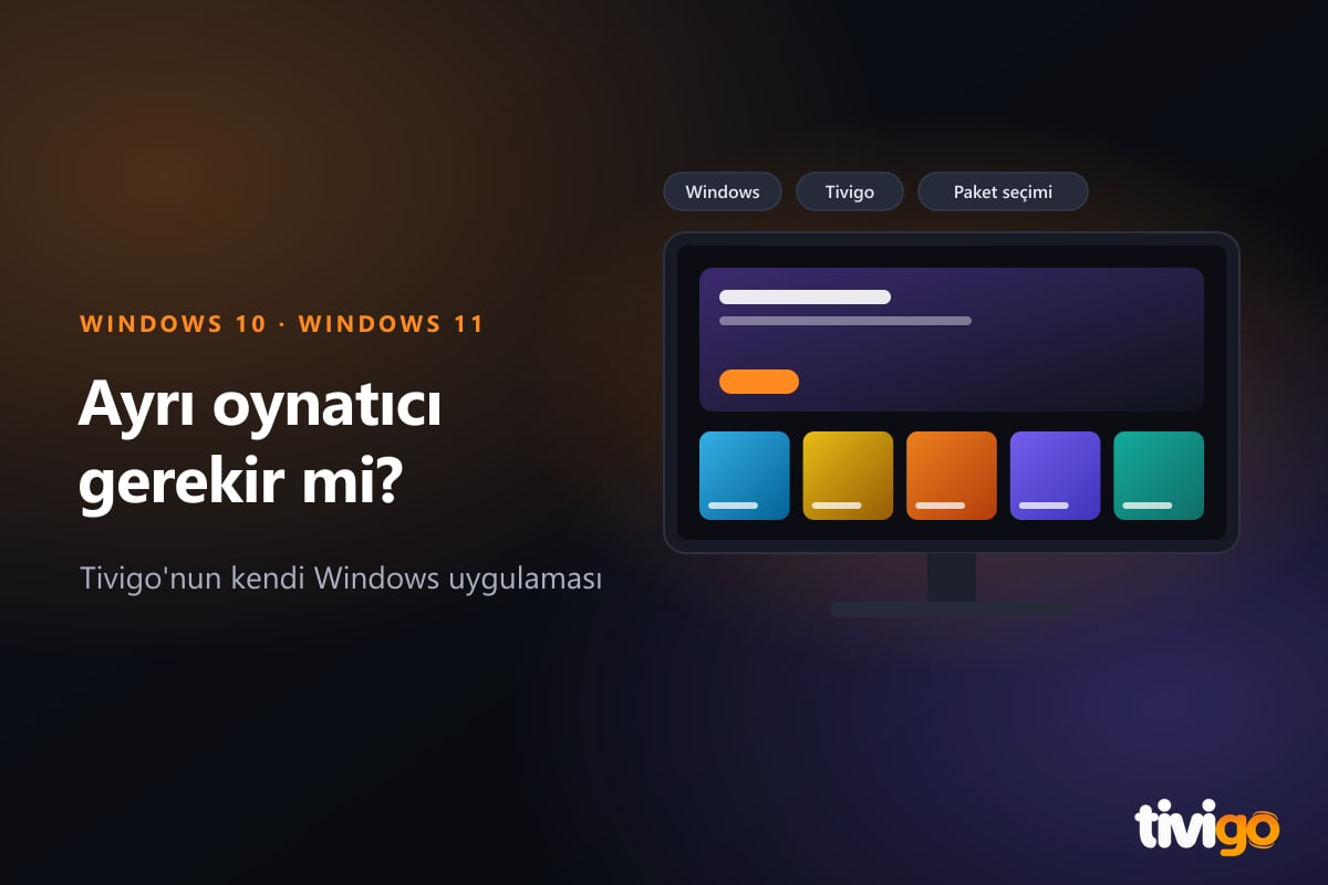 Windows bilgisayarda Tivigo kullanımını temsil eden şematik monitör